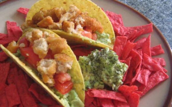 5 Minute Easy Vegan " Chicken" Guacamole Tacos