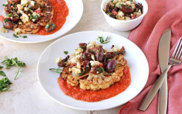 Cauliflower "Steaks" With Olive Relish