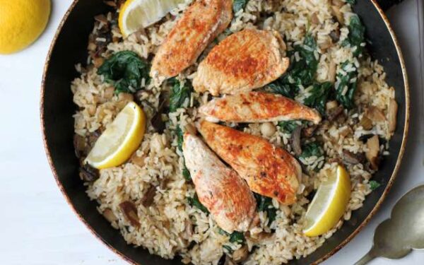 Chicken Tenders With Lemon-Spinach Rice