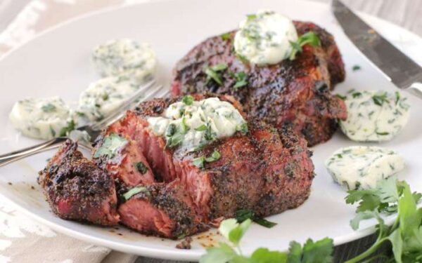 Grilled Crusted Steak With Lemon Butter