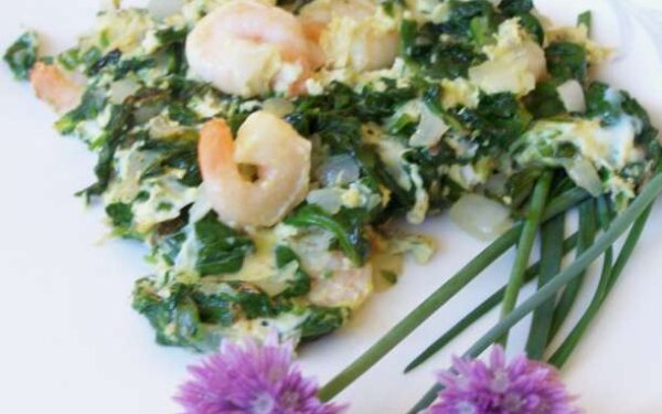 Huevos Revueltos – With Prawns and Baby Spinach