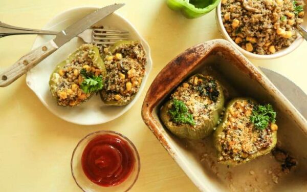 Quinoa-Stuffed Green Bell Peppers