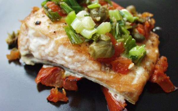 Salmon Fillets in Tomato Caper Sauce