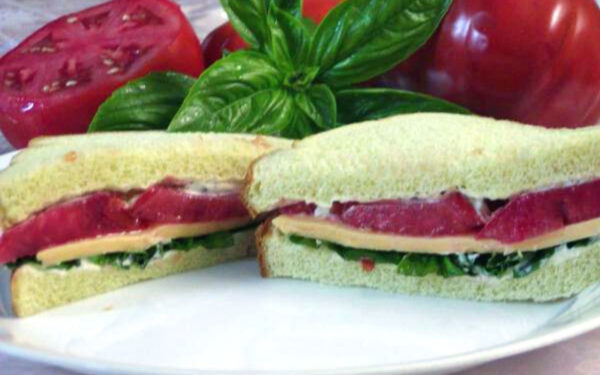 Tomato, Basil, & American Cheese Sandwich
