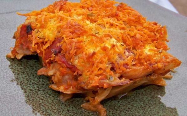 Vegan Cheesy Rice & Cabbage Casserole