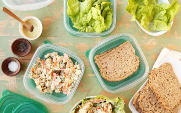 Veggie Packed Cheesy Chicken Salad (Reduced Fat)