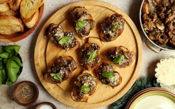 Warm Mushroom  Crostini